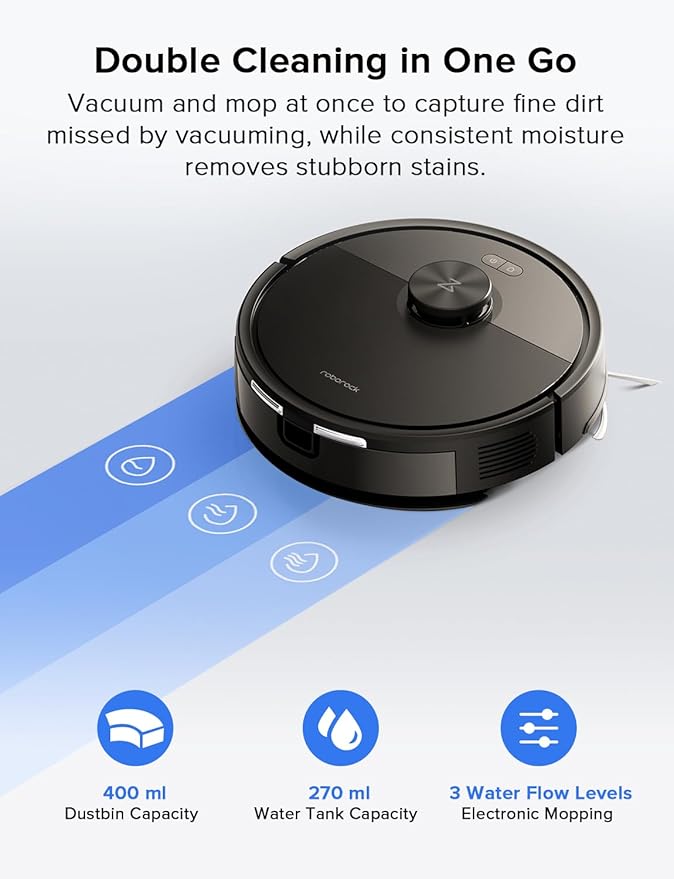roborock Q7 L5 Robot Vacuum and Mop Combo, 8,000Pa Suction, Upgraded from Q5 Pro, Dual Anti-Tangle System, LiDAR Navigation, Multi-Level Mapping, Self-Charging Robotic Vacuum Cleaner, Black-Ruum Studio Home