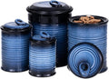 Nihow Food Storage Jar Sets: Ceramic Container with Air Tight Lid for Flour/Sugar/Rice/Coffee/Cookies/Candy - Seal Damp-proof Canister for The Kitchen Counter - Set of 4 （Blue & Black）-Ruum Studio Home