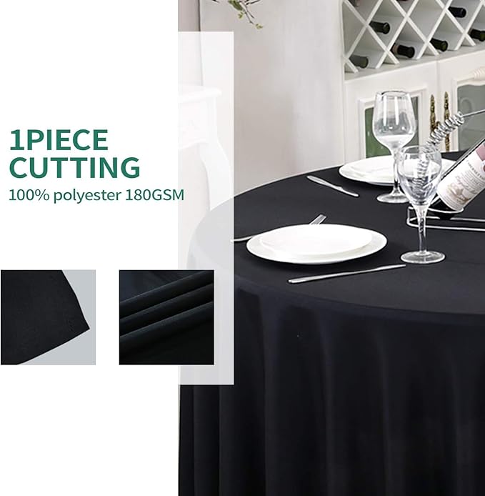 Surmente 120 inch Round Tablecloths -10 Pack Black Round Table Cloths, Polyester Fabric Table Covers for Wedding, Party, Banquet, or Restaurant-Ruum Studio Home
