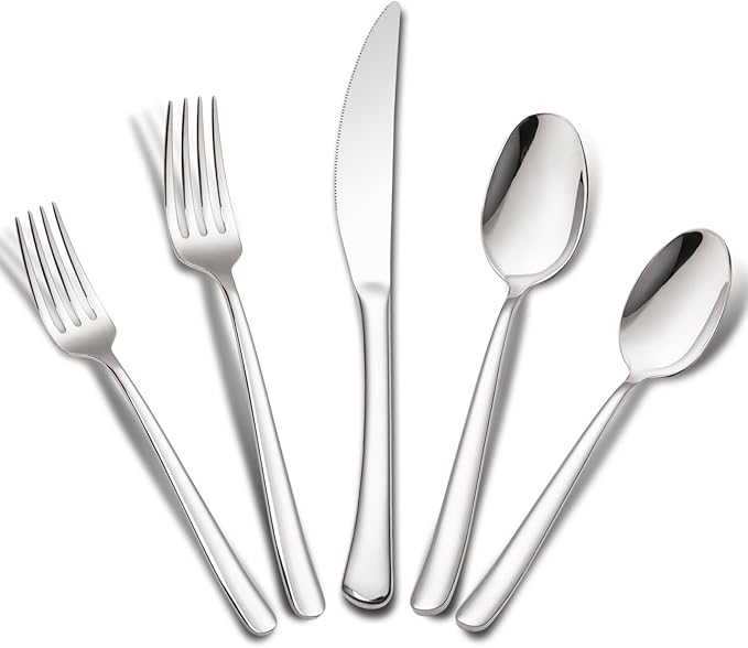 Aisoso 40-Piece High-End Silverware Set with Forks Spoons and Knives, Stainless Steel Serving Utensils for 8 with Mirror Finished Handle, Durability and Dishwasher Safe for Restaurant, Weddings-Ruum Studio Home