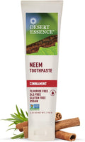 Desert Essence Natural Neem Toothpaste - Cinnamint - 6.25 Oz - Pure Essential Oil - Baking Soda - Complete Oral Care - Sea Salt - Refreshing Taste - Promotes Buildup Reduction-Ruum Studio Home