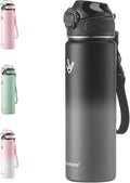 Enerbone 24 oz Insulated Water Bottle, Stainless Steel Bottle with Carrying Strap, Double-Wall Vacuum Insulation Design, Leakproof Sports Bottle with Straw, Keep Drinks Cold or Hot for Hours-Ruum Studio Home