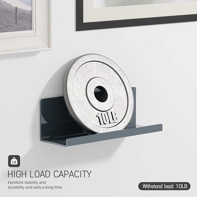 Adhesive Floating Shelves for Wall No Drilling, 12 Inch Acrylic Self Adhesive Shelves, Stick on Shelves, Dorm Wall Shelf, for Bathroom, Kitchen, Bedroom, Office, Gaming Room, Gray-Ruum Studio Home