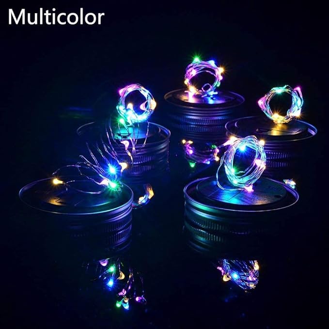 8 Pack Solar Outdoor Fairy Star Firefly Jar Lids Lights,Solar Fairy String Lids Lights（No Jars）,Waterproof Lantern Mason String Solar Lights with Hangers for Regular Mouth Jars-Ruum Studio Home