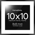 Homeforia 10x10 Black Picture Frame, High End Metal 10 by 10 Square Frames with Mat 8 x 8 Opening, 10by10 Poster Frames Matted to 8x8 Photo, Wall or Tabletop Frames, Tempered Glass, Wall Kit, Set of 1-Ruum Studio Home