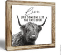 Funny Wood Sign, Cow Decor, Wooden Plaques Sign Table Decoration, Farmhouse Decorate for Shelf, Country Style Home Decor, Inspirational Decorate Signs, Live Like Someone Left the Gate Open Signs-Ruum Studio Home