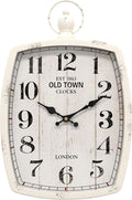 Menterry Rectangle Retro Large Wall Clock, Old-Fashioned Vintage Design, White Antique Style, Battery Operated Silent Decor Wall Clocks for Farmhouse,Kitchen,Office (15.5" H x 10.2" W)-Ruum Studio Home