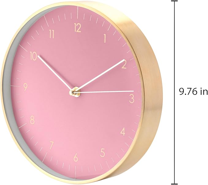 LUUK LIFESTYLE Elegant Wall Clock with Silent Movement, Modern and Minimalist Design, Gift idea for Moving-in, Decoration, in Pink and Gold-Ruum Studio Home