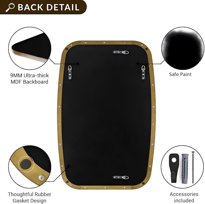 ANDY STAR Gold Mirror, 30x48’’ Brushed Gold Oval Mirror for Bathroom, Oblong Mirrors with Brass Metal Frame, Oval Vanity Mirror for Modern Farmhouse Wall Decor 1”Deep Set Design-Ruum Studio Home