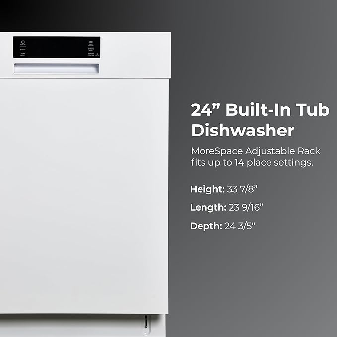 Kenmore 24" Built-in Stainless Steel Tub Dishwasher SmartWash, UltraWash, SmartDry Plus, MoreSpace Adjustable Rack and Leak Detect, Energy Star Certified, White-Ruum Studio Home