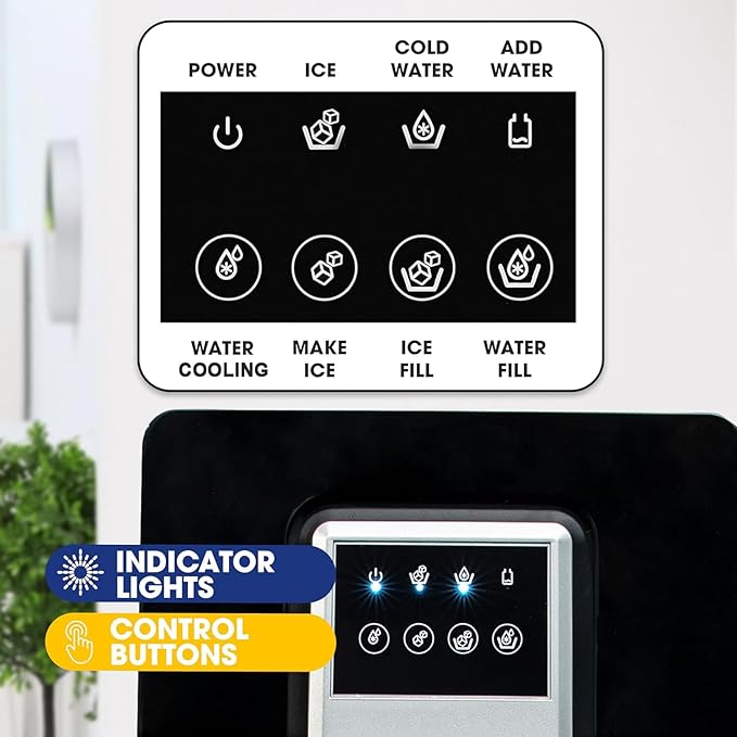2 in 1 Bottom Load Water Cooler Dispenser with Ice Maker for 3 Gallon Bottle 17lbs Daily Capacity (NO HOT Water) Black-Ruum Studio Home