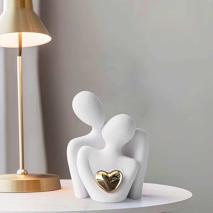 XMGZQ Mini Couple Statue Tv Stand Decor Items for Living Room Home Decor,Bedroom Decor for Couples Sculpture for Anniversary Wedding,Love Gifts for Couples 2025,Knick Knacks for Shelves-Ruum Studio Home