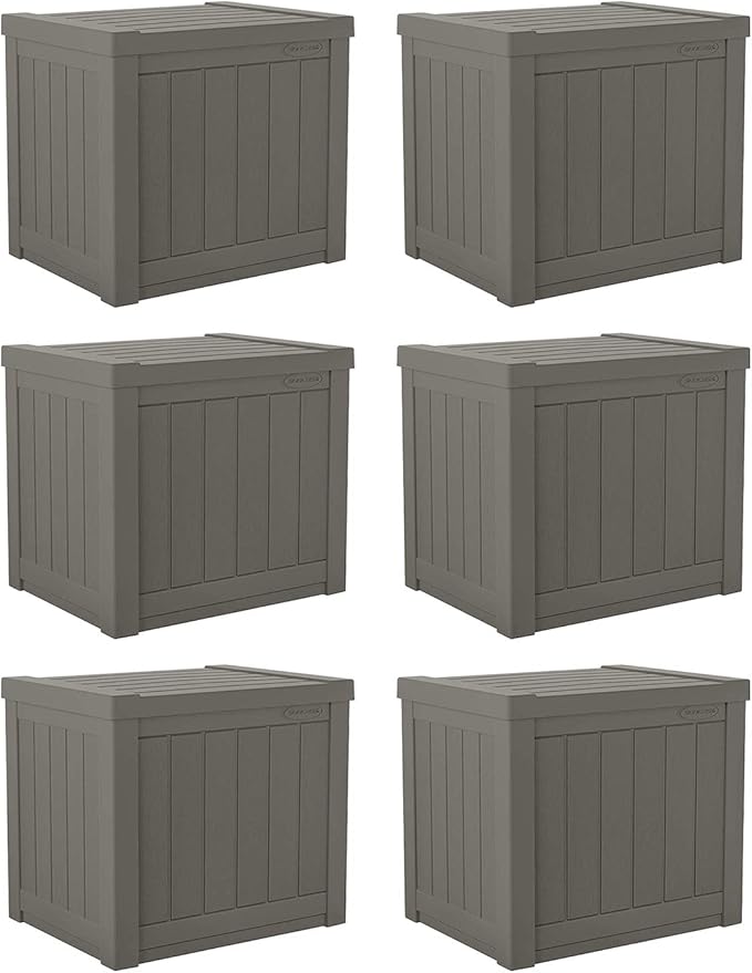 Suncast SS500ST 22 Gallon Small Resin Outdoor Patio Storage Deck Box (6 Pack)-Ruum Studio Home