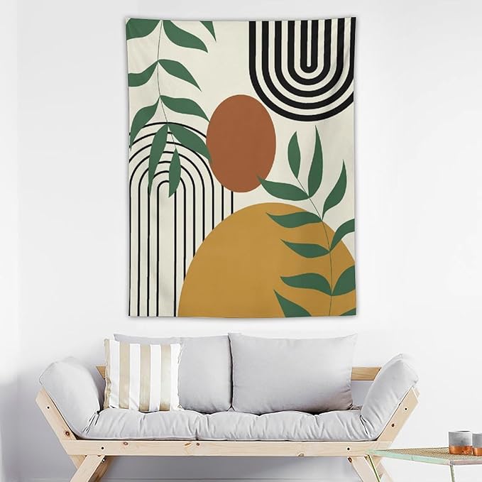 ICMOLYYENLO Boho Plant Aesthetic Tapestry, Abstract Medieval Arch Sun Home Aesthetic Wall Hanging For Bedroom Living Room Dormitory Tapestry 60x60 Inches-Ruum Studio Home