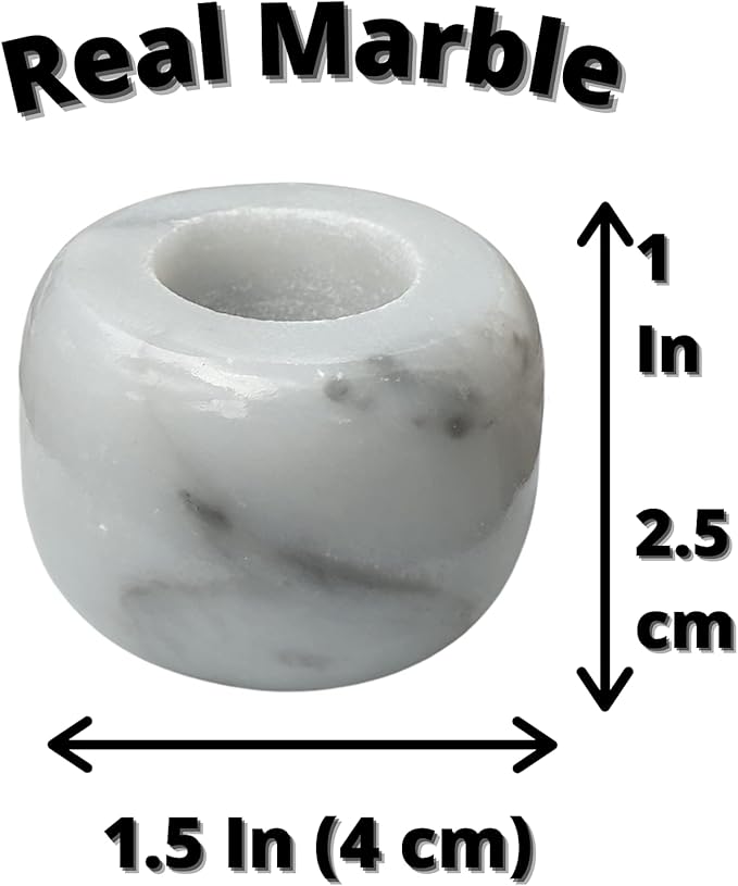 White Marble Toothbrush Stand/Holder - Real Marble Toothbrush Stand - Minimalist Modern Single Tooth Brush Holder. Pack of 2-Ruum Studio Home