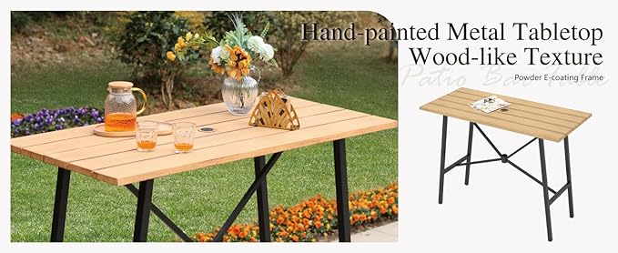 Sophia & William Outdoor Bar Set, Patio Bar Table and Chairs Set, Bar Height Patio Set - 2 x Swivel Bar Chairs(Grey), 1 x Rectangular Bar Table(Wood-Like)-Ruum Studio Home