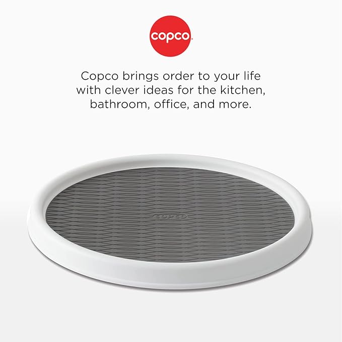 Copco Basics Non-Skid Pantry Cabinet Lazy Susan Turntable, 12-Inch, White/Gray, 1 Count (Pack of 1)-Ruum Studio Home