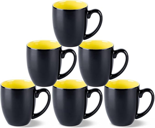 GBHOME 16oz Coffee Mugs Set of 6, Large Ceramic Coffee Mugs for Man, Woman, Dad, Mom, Modern Coffee Mugs Set with handle for Tea/Latte/Cappuccino/Milk/Cocoa. Dishwasher&Microwave Safe,Yellow-Ruum Studio Home