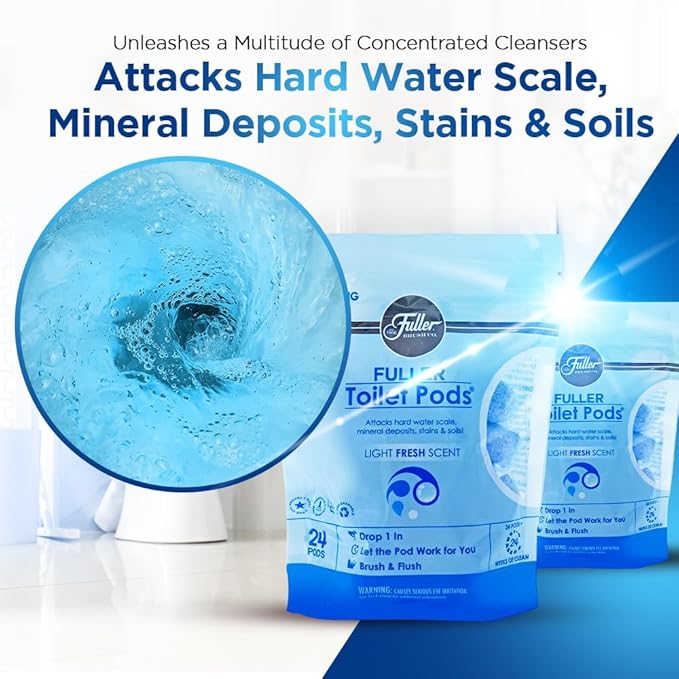 Fuller Brush Toilet Bowl Cleaner Pods - Water Soluble Tablet Cleansers, Cleans Descales & Refreshes Bathroom Toilets Removes Odors Soils & Stains Light Fresh Scent Ideal for Homes & Businesses 1-Pack-Ruum Studio Home