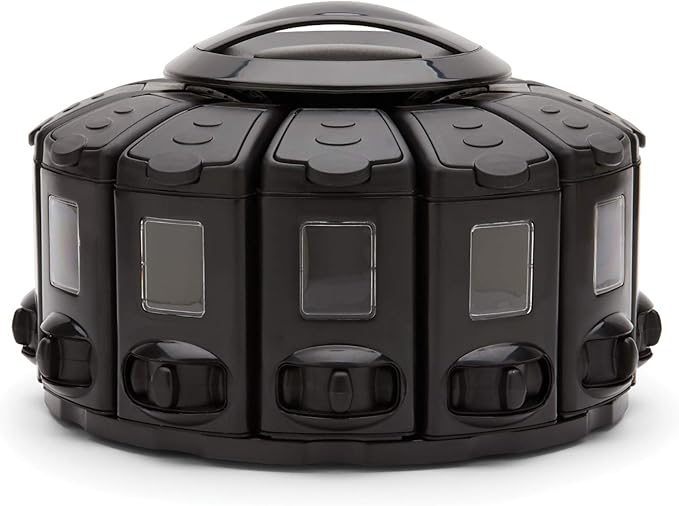 Kitchen Art Select-A-Spice Auto-Measure Pro Carousel 12 Compartments Spice Rack, Black 9.5 x 9.5 x 6.5 inches-Ruum Studio Home