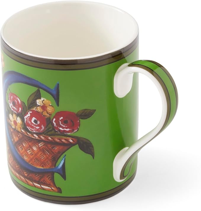 Spode Kit Kemp 12oz Mug, C Initial - Fine China Coffee Cup with Floral Alphabet Design, Custom Letter Mug for Unique Gift Giving - Personalized Kitchen Drinkware, Dishwasher Safe & Stylish-Ruum Studio Home