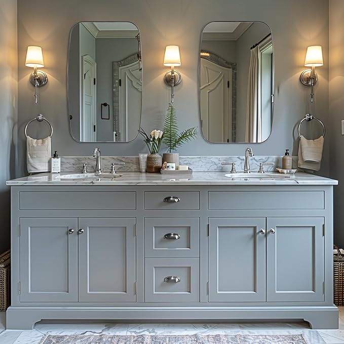 ANDY STAR Chrome Oblong Mirror, 30x48 Inch Polished Chrome Oval Mirror for Bathroom with Stainless Steel Metal Frame, Wall Mouned for Bathroom, Living Room, Entryway-Ruum Studio Home