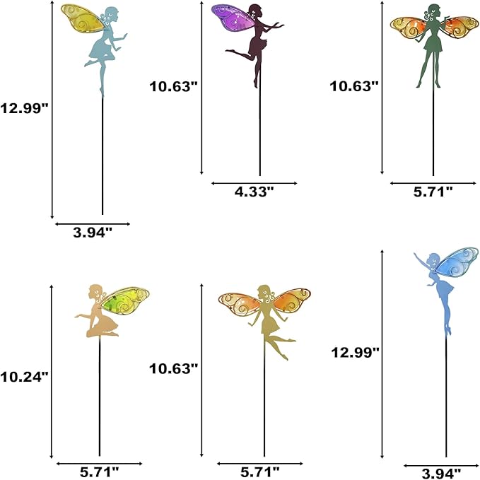John's Studio Fairy Decorative Garden Stake - Outdoor Metal Pathway Decoration Dual Purpose Indoor Hanging Wall Decor for Garden Patio Yard Lawn Pathway Ornaments - 6PCS-Ruum Studio Home
