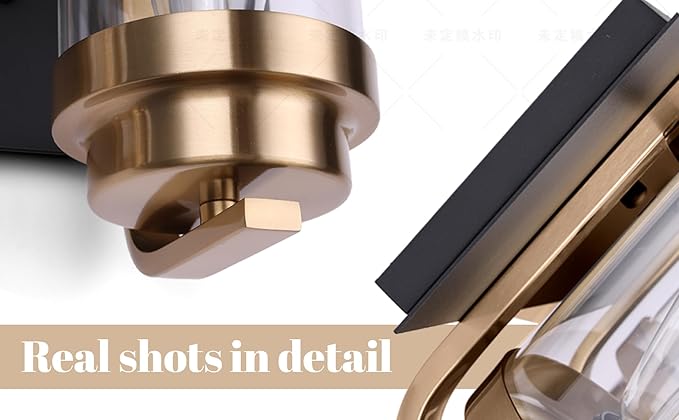 Black Gold Vanity Lights,3 Lights Bathroom Light Fixtures,Gold Finish Industrial Modern Wall Sconces 3 Lights,Bathroom Wall Lights(Bulbs not Included)-Ruum Studio Home