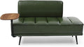Sofa,Bed Bench,Small Spaces Furniture,Polyurethane Leather,Wood Frame,High Density Sponge Infillings,360-Degree Swivel Tray,Black Metal Leg (Green)-Ruum Studio Home