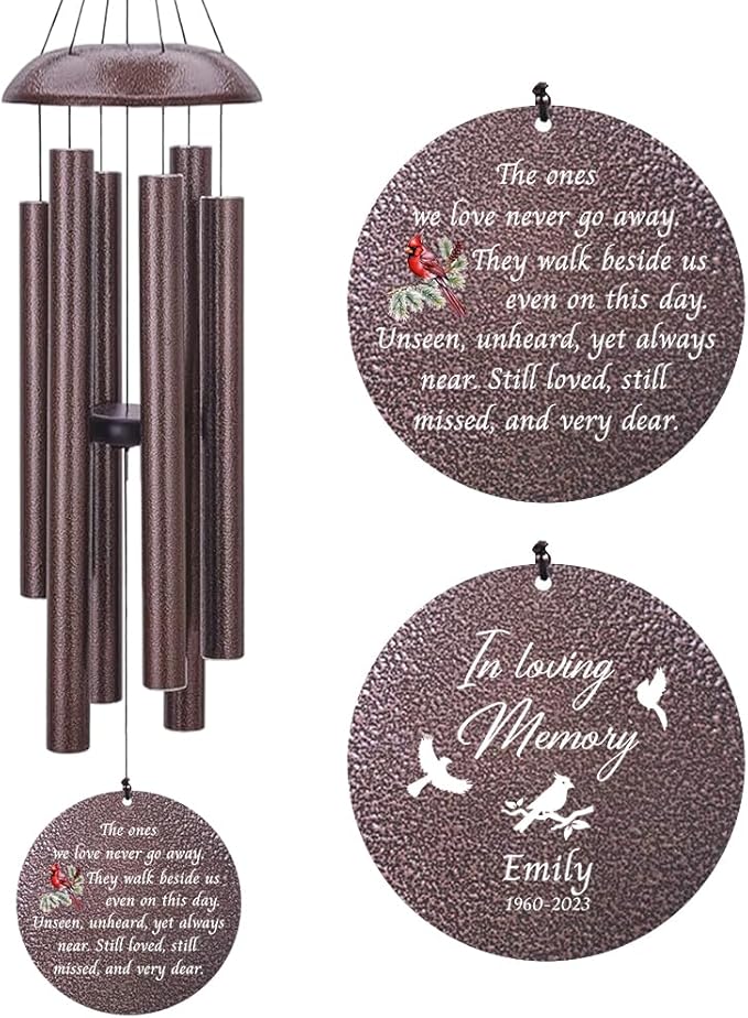 Personalized Wind Chime Memorial, Cardinal Memorial Gift, Sympathy Chimes, Wind Chimes for Loss of Loved One, in Memory of a Late Friend, Bereavement/Sympathy for Remembrance-Ruum Studio Home