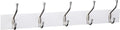 Amazon Basics Rectangular Farmhouse Wall-Mounted Coat Rack with Storage Hooks, 5 Hooks, White-Ruum Studio Home