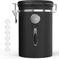 HAIOOU Large Coffee Canister, 38OZ Oversized Stainless Steel Coffee Bean Storage Container with Date Tracker, Measuring Scoop, CO2 Releasing Valves for Beans, Grounds and more - Black-Ruum Studio Home