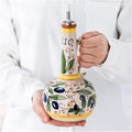 Italian Ceramic Olive Oil Dispenser Bottle 23oz, Hand Painted Olive Oil Bottles, Decorative Stoneware Olive Oil Cruet for Kitchen with Stainless Steel Spout for Oils, Sauces, Vinegar-Ruum Studio Home