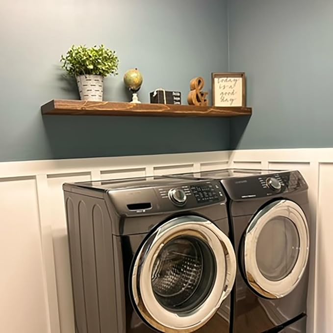 joelsantiques 60 Inch Wooden Floating Shelves for Wall - 60x8x2 in - Made of Natural Wood - Long Heavy Duty Rustic Wall Shelves for Bedroom - Perfect for Living Room, Kitchen - Medium Brown-Ruum Studio Home