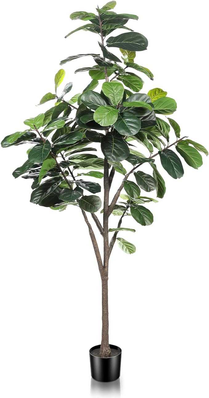 Faux Fiddle Leaf Fig Tree 7ft - Artificial Ficus Lyrata Plant in Pot - Fake Fig Tree for Indoor Modern Home House Office-Ruum Studio Home