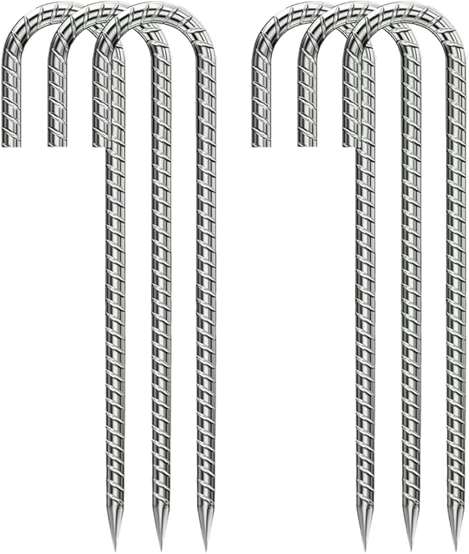 Ground-Stakes-Heavy-Duty-12 inch, J-Hook Rebar Stakes Galvanized Anti-Rust 6pcs Garden Stakes Metal Ground Anchors for Garden Dog Fence Chicken Coop Christmas Decorations Deer Fence-Ruum Studio Home