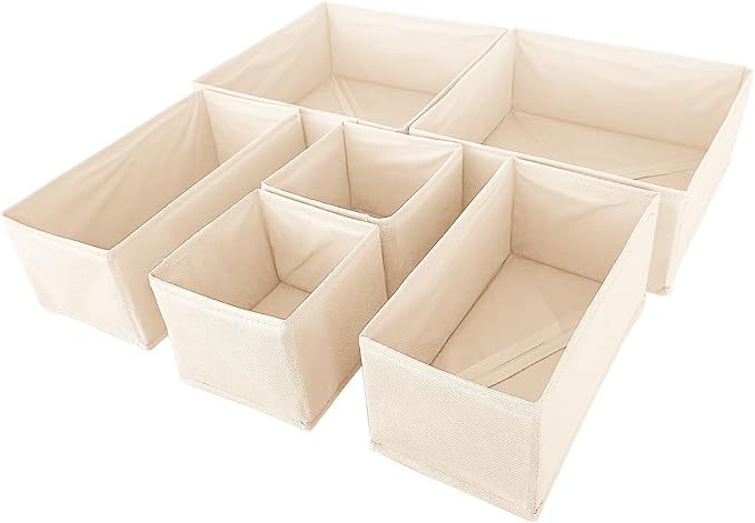 6 Pack Drawer Organizers for Clothing,Fabric Foldable Closet Organizers and Storage Dresser Drawer Dividers Storage Basket Bins for Clothes,Socks,Scarves,Ties,Underwear,Towels-Ruum Studio Home