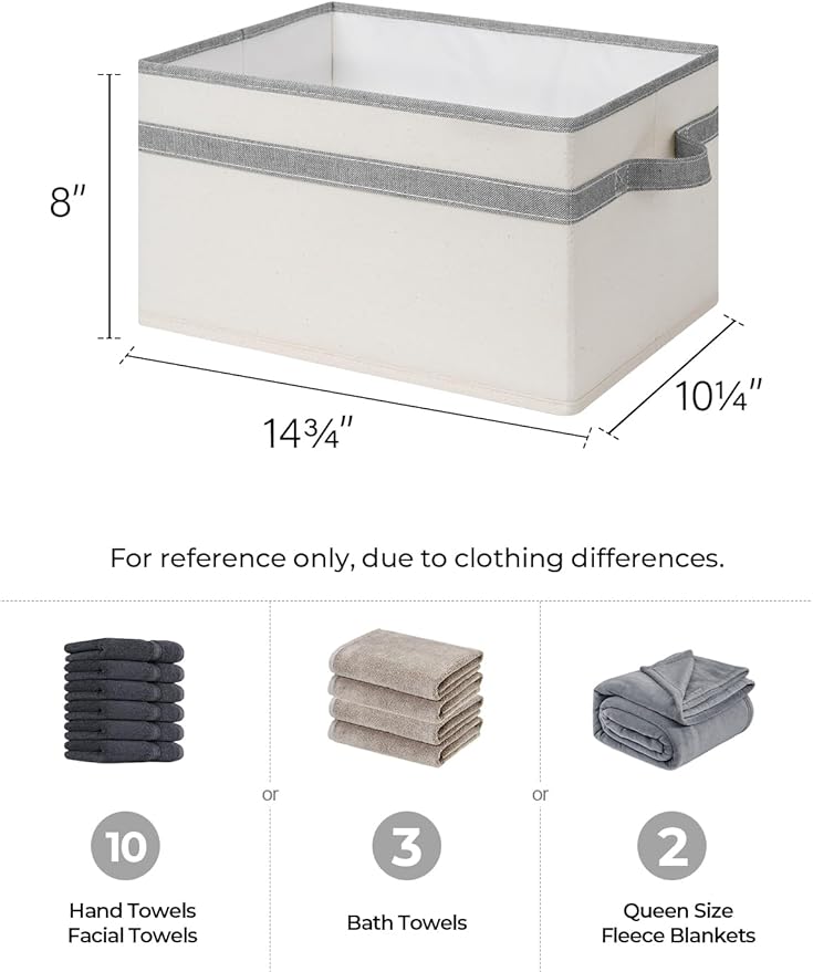 StorageWorks Storage Baskets for Shelves, Foldable Fabric Closet Storage Bins with Handles, Fabric Storage Bins Clothes Organizer, Beige and Gray, 3-Pack, Large-Ruum Studio Home