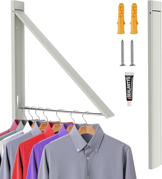 Retractable Clothes Drying Rack,Space Saver Wall Mounted Folding Hanger for Laundry Room, Closet Storage Organization, Easy Installation Aluminium Dryer 1pcs-Ruum Studio Home