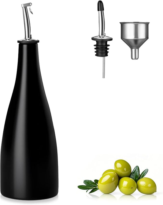 vancasso 16 Oz Ceramic Olive Oil Dispenser Bottle, Bottle Dispenser with Spout and Funnel for Kitchen,Suitable for Oil, Vinegar, Coffee Syrups & Other Liquids，BK-Ruum Studio Home