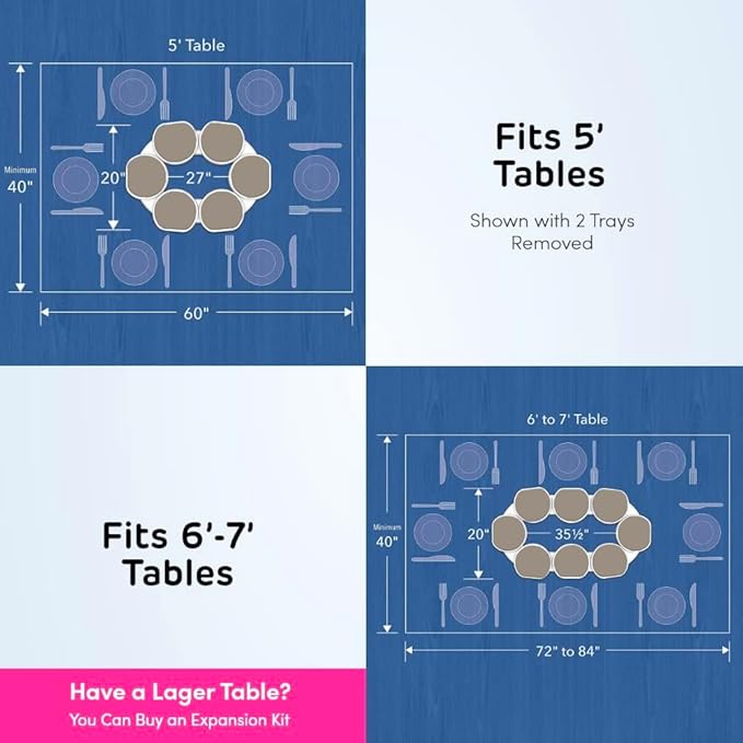 Full Set - Greige - The First Patented Lazy Susan Turntable Expandable for Rectangular & Oblong Tables - Kitchen & Dining Tables - Great Gift! Parties & Gatherings.-Ruum Studio Home