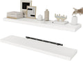 White Floating Shelves Wall Shelf 40 Inch, 8 Inch Deep Floating Shelf for Wall, Farmhouse Black Wood Shelves Invisible Bracket for Living Room, Bedroom, Kitchen, 40 x 8 x 1.4 Inch, Set of 2-Ruum Studio Home