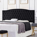 24KF Upholstered Tufted Button Velvet Headboard,Comfortable Fashional Headboard King/CA King Size,Black-Ruum Studio Home