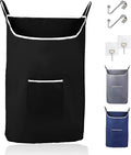The Fine Living Co. X-Large Hanging Laundry Hamper with Over Door Hooks & Adhesive,Durable Space Saving Laundry Bag with Zipper and Wide Open Top,Hanging Dorm Laundry Hamper 20"x3.75"x31" (Black-XL)-Ruum Studio Home