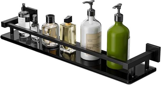 Alise Bathroom Shelves,Matte Black Glass Shelf for Bathroom, Modern Floating Shelves,20 inch-Ruum Studio Home