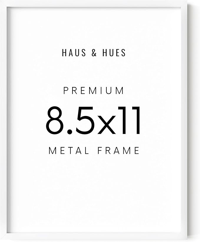HAUS AND HUES 8.5x11 White Picture Frame - Aluminum Photo Frames for Wall Collage, Shatterproof Plexiglass - Perfect for Diplomas, Documents, Certificates (8.5x11 in, White)-Ruum Studio Home