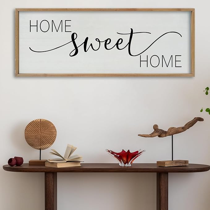 SRSZHIYUE Home Sweet Home Sign 40"x15" for Farmhouse Rustic Large Family Living Room Over Couch Modern Horizontal Wall Decor, Wood Framed Plaques Art Decorative (Wood)-Ruum Studio Home