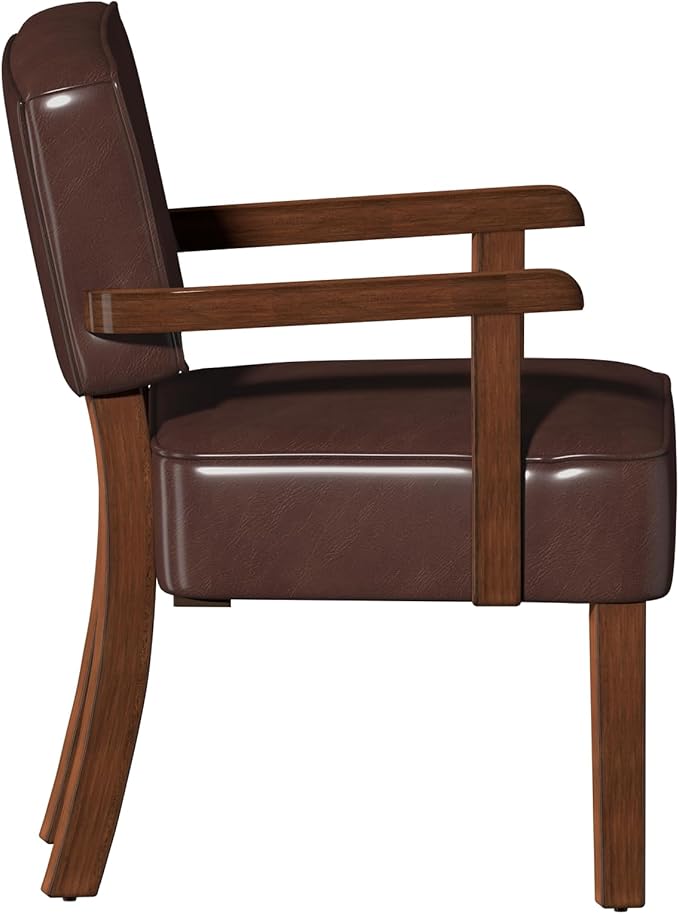 Accent Chair, PU Leather Living Room Chairs Oversized with Soft Seat and Armrests, Armchair for Bedroom, Dinning, Reading, Waiting Rooms (Leather Cherry)-Ruum Studio Home