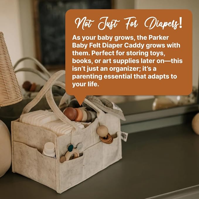 Parker Baby Diaper Caddy - Nursery Storage Bin and Car Organizer for Diapers and Baby Wipes - White, Regular-Ruum Studio Home