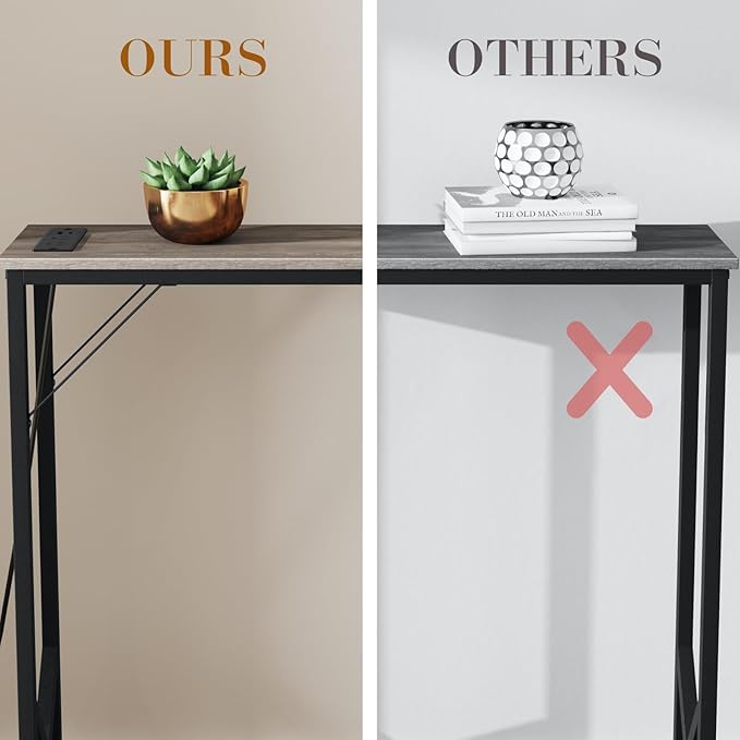 63'' Console Table, Skinny Entryway Table with Fast-Charging Station, Narrow Long Sofa Table, Behind Slim Couch Table for Entrance, Hallway, Living Room Decor ST-GY160-1-Ruum Studio Home